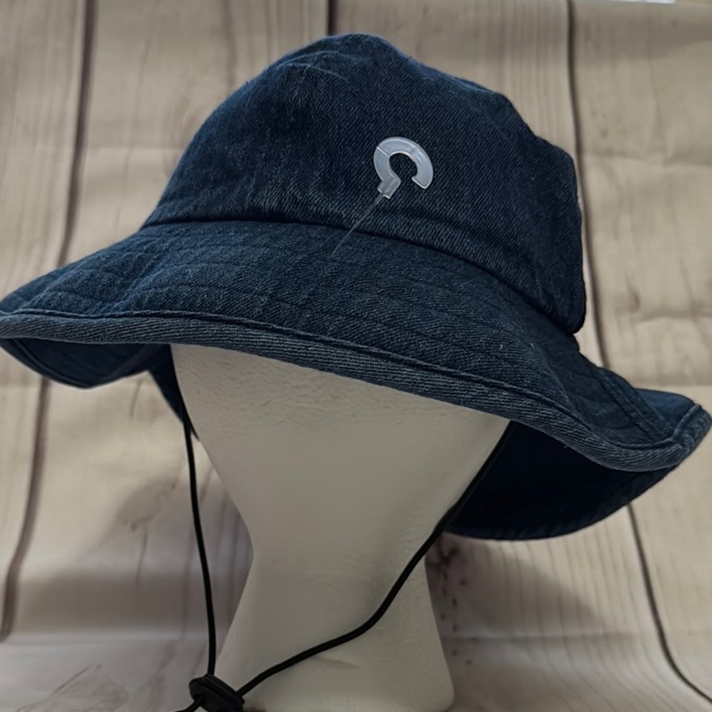 Dark Blue Bucket Hat with Chin Strap
